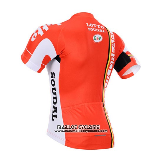 2015 Maillot Ciclismo Lotto Soudal Blanc Rouge Manches Courtes et Cuissard